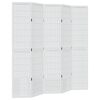 vidaXL Biombo separador de 5 paneles madera maciza Paulownia blanco
