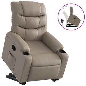 vidaXL Sill&oacute;n reclinable elevable cuero artificial color capuchino
