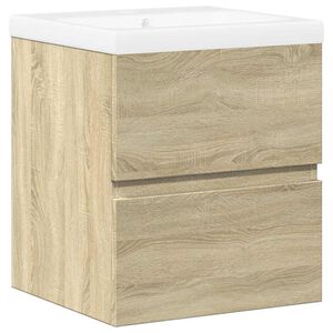 vidaXL Set de muebles de baño 2 pzas madera contrachapada roble Sonoma