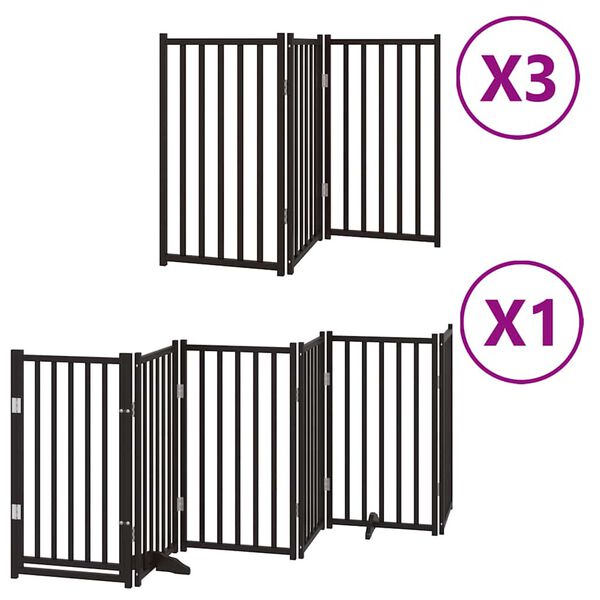 vidaXL Puerta de perros plegable 15 paneles madera &aacute;lamo negra 750 cm