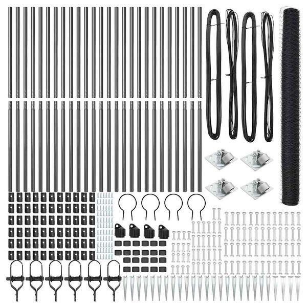 vidaXL Poste de Valla Gris 50 x 1,6 m (malla de 36 mm) Acero y PVC