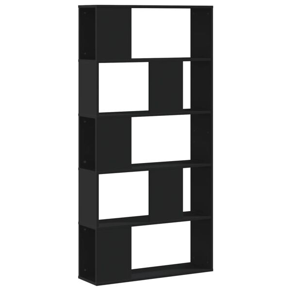 vidaXL Librer&iacute;a 5 niveles madera ingenier&iacute;a negra 80,5x23,5x162,5 cm