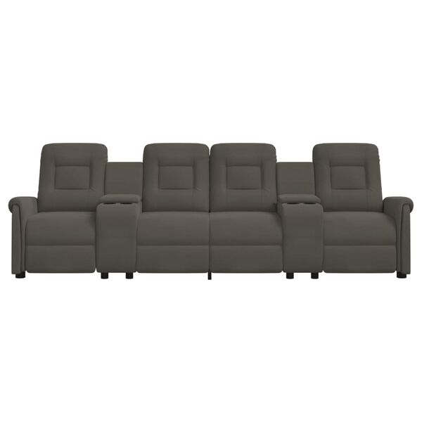 vidaXL Sof&aacute; reclinable de 4 plazas con portavasos gris oscuro