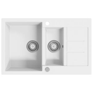 vidaXL Fregadero de cocina de granito con dos senos blanco