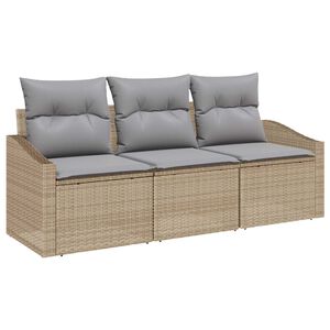 vidaXL Conjunto de sof&aacute;s de jard&iacute;n con coj&iacute;n 3 pcs Beige y Gris Claro