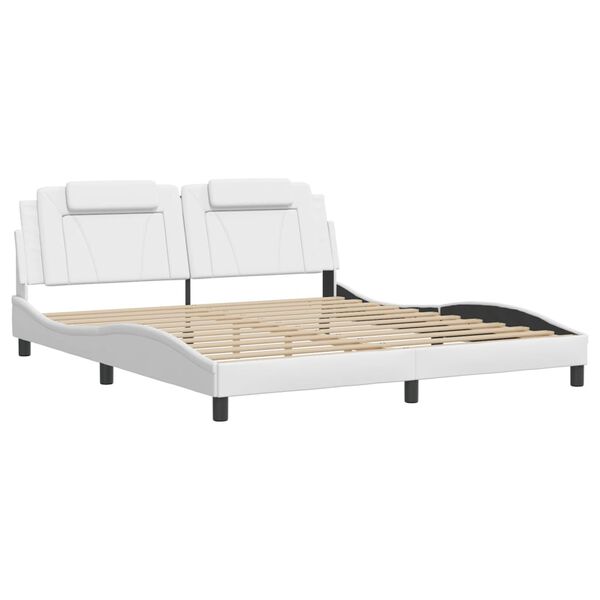 vidaXL Estructura de cama Viana sin colch&oacute;n cuero sint&eacute;tico blanco 180x200cm