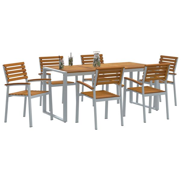 vidaXL Conjunto de Comedor de Jard&iacute;n 7 pcs Gris