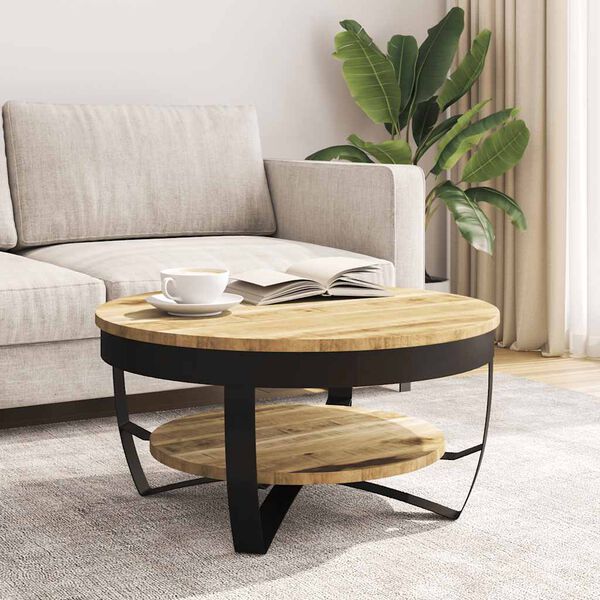 vidaXL Mesa de centro de madera de mango rugosa 65x32 cm