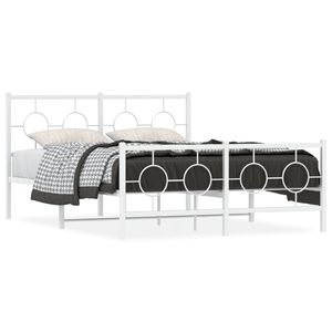 vidaXL Estructura cama sin colch&oacute;n con estribo metal blanco 140x190 cm