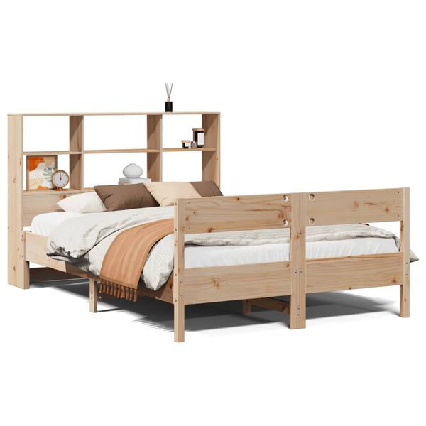 vidaXL Cama con estanter&iacute;a sin colch&oacute;n madera maciza de pino 120x190cm