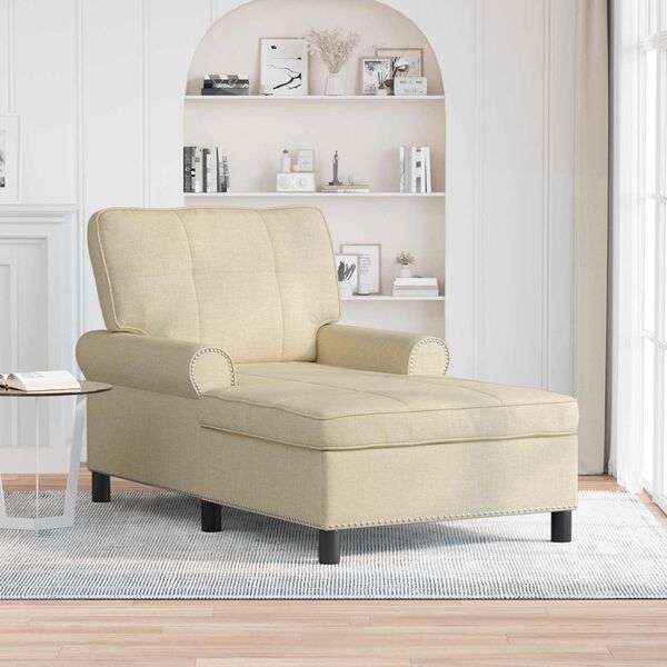 vidaXL Sill&oacute;n reclinable con coj&iacute;n Crema 91 x 157 x 91 cm tela