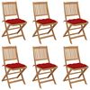 vidaXL Sillas plegables 6 uds y cojines madera maciza acacia