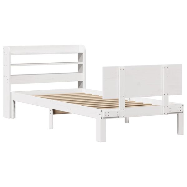 vidaXL Estructura de cama con cabecero sin colch&oacute;n blanco 100x200 cm