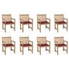 vidaXL Sillas de jard&iacute;n 8 uds madera maciza teca cojines rojo tinto