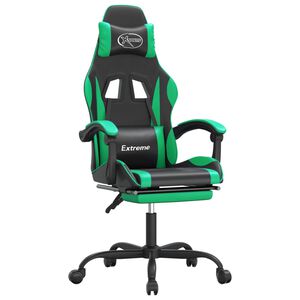 vidaXL Silla gaming con reposapi&eacute;s cuero sint&eacute;tico negro verde