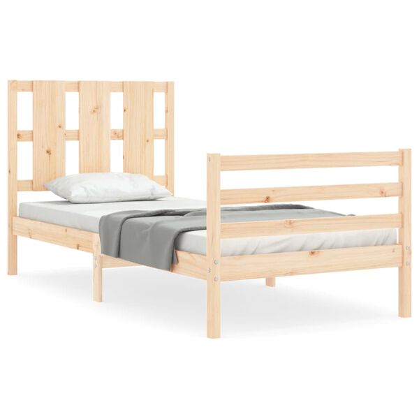 vidaXL Estructura de cama con cabecero madera maciza