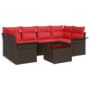 vidaXL Conjunto de sof&aacute; de jard&iacute;n 7 uds. Beige y Rojo rat&aacute;n sint&eacute;tico