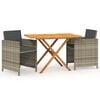 vidaXL Set de comedor de jard&iacute;n 3 piezas con cojines gris