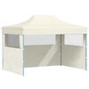 vidaXL Carpa plegable profesional con 3 paredes acero color crema 3x4m