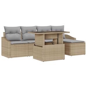 vidaXL Conjunto de sof&aacute; de jard&iacute;n con coj&iacute;n 6 pcs Beige y Gris Claro