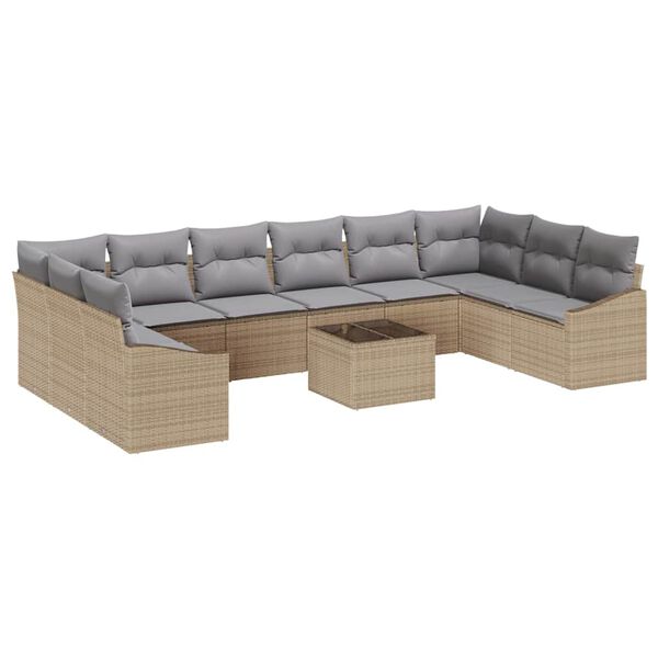 vidaXL Conjunto de Comedor de Jard&iacute;n 11 pcs Beige y Gris Claro