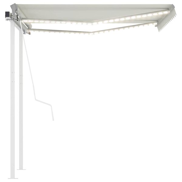 vidaXL Toldo autom&aacute;tico con LED y sensor de viento crema 3x2,5 m