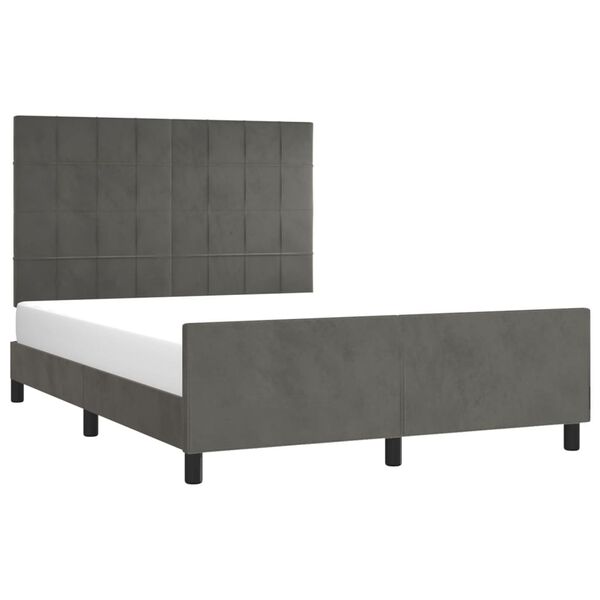vidaXL Estructura de cama sin colch&oacute;n terciopelo gris oscuro 140x200cm