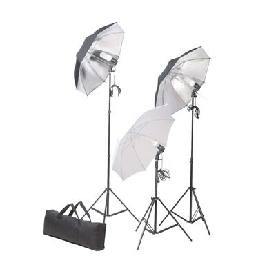 vidaXL Kit estudio fotográfico con lámparas sombrillas fondo reflector