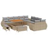 vidaXL Conjunto de sof&aacute;s de jard&iacute;n 13 pcs Beige rat&aacute;n sint&eacute;tico