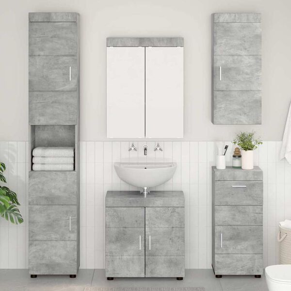 vidaXL Armario de pared para ba&ntilde;o con estante TULUM Gris Concreto