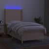 vidaXL Cama box spring colch&oacute;n y luces LED tela crema 100x200 cm