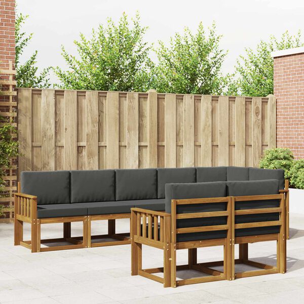 vidaXL Conjunto de sof&aacute;s de exterior 8 pcs Natural y Antracita