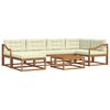 vidaXL Conjunto de sof&aacute;s de exterior con coj&iacute;n 7 pcs Natural y Crema