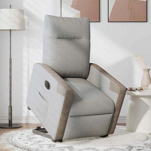 vidaXL Sill&oacute;n el&eacute;ctrico reclinable elevable de tela gris nube
