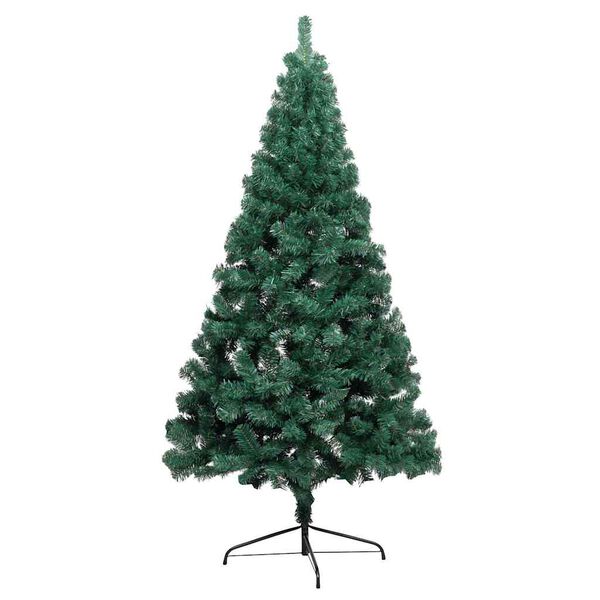 vidaXL Medio &aacute;rbol de Navidad con luces y bolas verde 210 cm