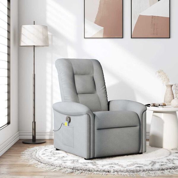 vidaXL Sill&oacute;n reclinable de masaje de tela gris claro