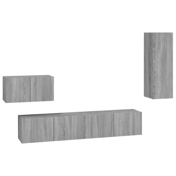 vidaXL Set de muebles para TV 4 pzas madera contrachapada gris Sonoma