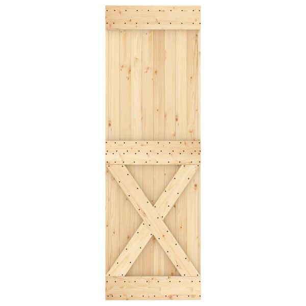 vidaXL Puerta corredera con herrajes madera maciza de pino 70x210 cm