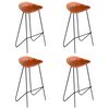 vidaXL Taburetes de cocina 4 unidades cuero aut&eacute;ntico marr&oacute;n