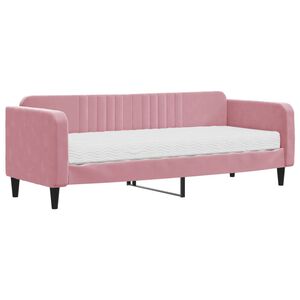 vidaXL Sof&aacute; cama con colch&oacute;n terciopelo rosa 80x200 cm