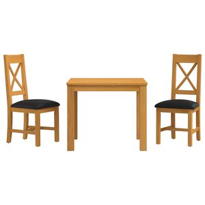 vidaXL Conjunto de comedor 3 uds. Negro Madera de Roble S&oacute;lido