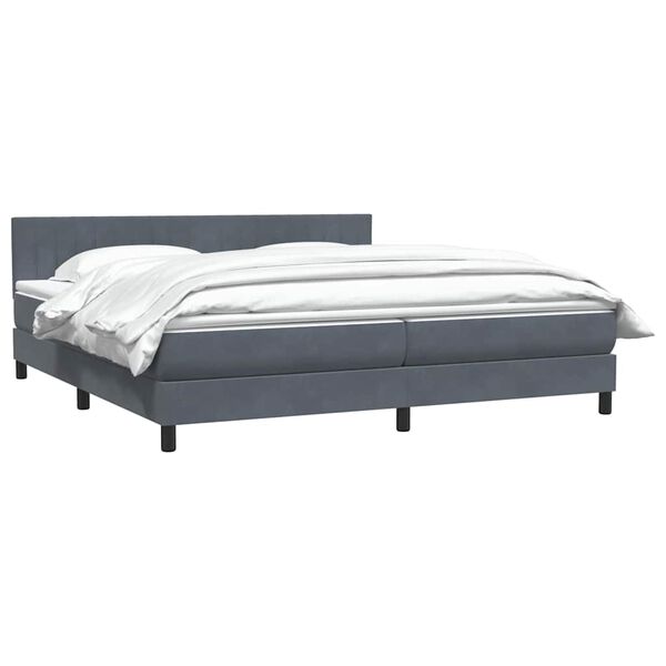 vidaXL Cama box spring con colch&oacute;n terciopelo gris oscuro 180x210 cm