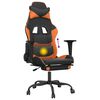 vidaXL Silla gaming masaje y reposapiés cuero sintético negro naranja