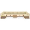 vidaXL Set de muebles de jard&iacute;n 11 pzs cojines madera pino marr&oacute;n miel