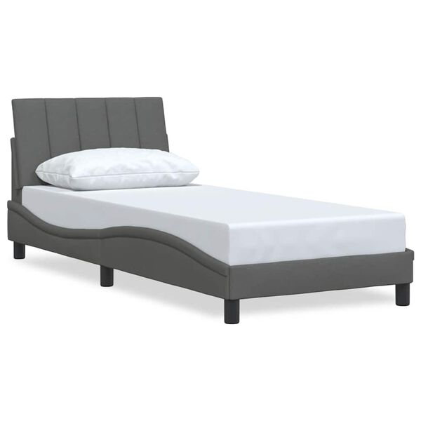 vidaXL Estructura de cama sin colch&oacute;n Hanko tela gris oscuro 80x200 cm