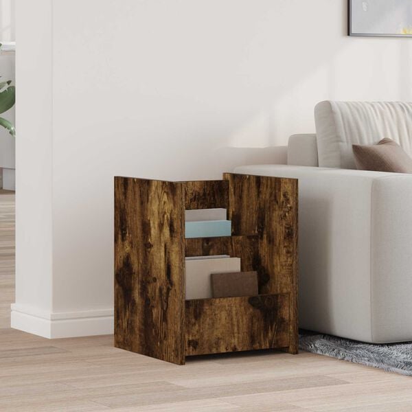 vidaXL Estante de revistas con estante Roble ahumado 35 x 35 x 45 cm