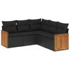 vidaXL Set de muebles de jard&iacute;n 5 pzas y cojines rat&aacute;n sint&eacute;tico negro