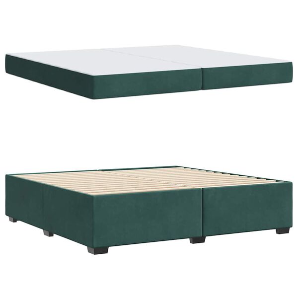 vidaXL Estructura de cama con colch&oacute;n Verde oscuro 200 x 200 cm tela