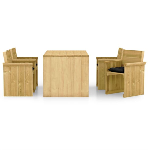 vidaXL Set de comedor jardín 5 pzas con cojines madera pino impregnada