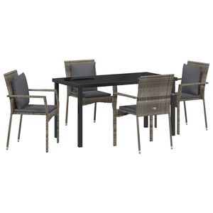 vidaXL Conjunto de Comedor de Jard&iacute;n 5 pcs Gris rat&aacute;n sint&eacute;tico